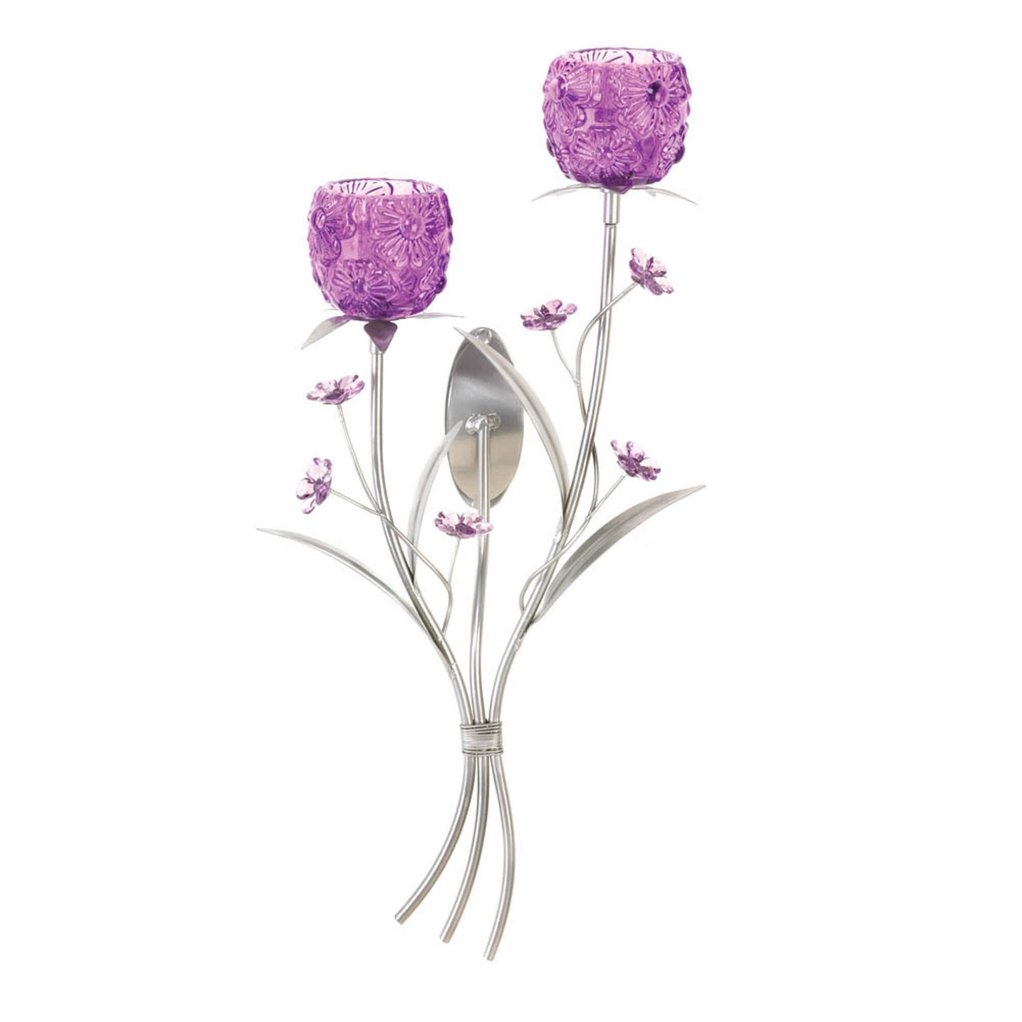 17.25" Fuchsia Blooms Candle Wall Sconce